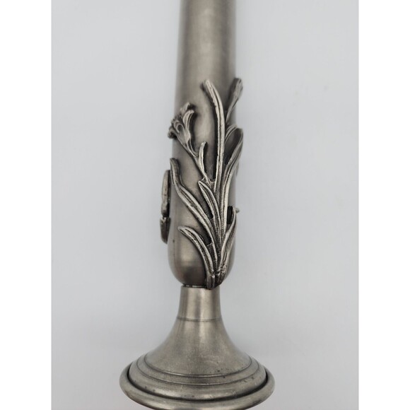 VTG Etain Fait Main Jean Goardere Pewter Bud Vase France Rare Find Lily Flowers - Picture 11 of 12